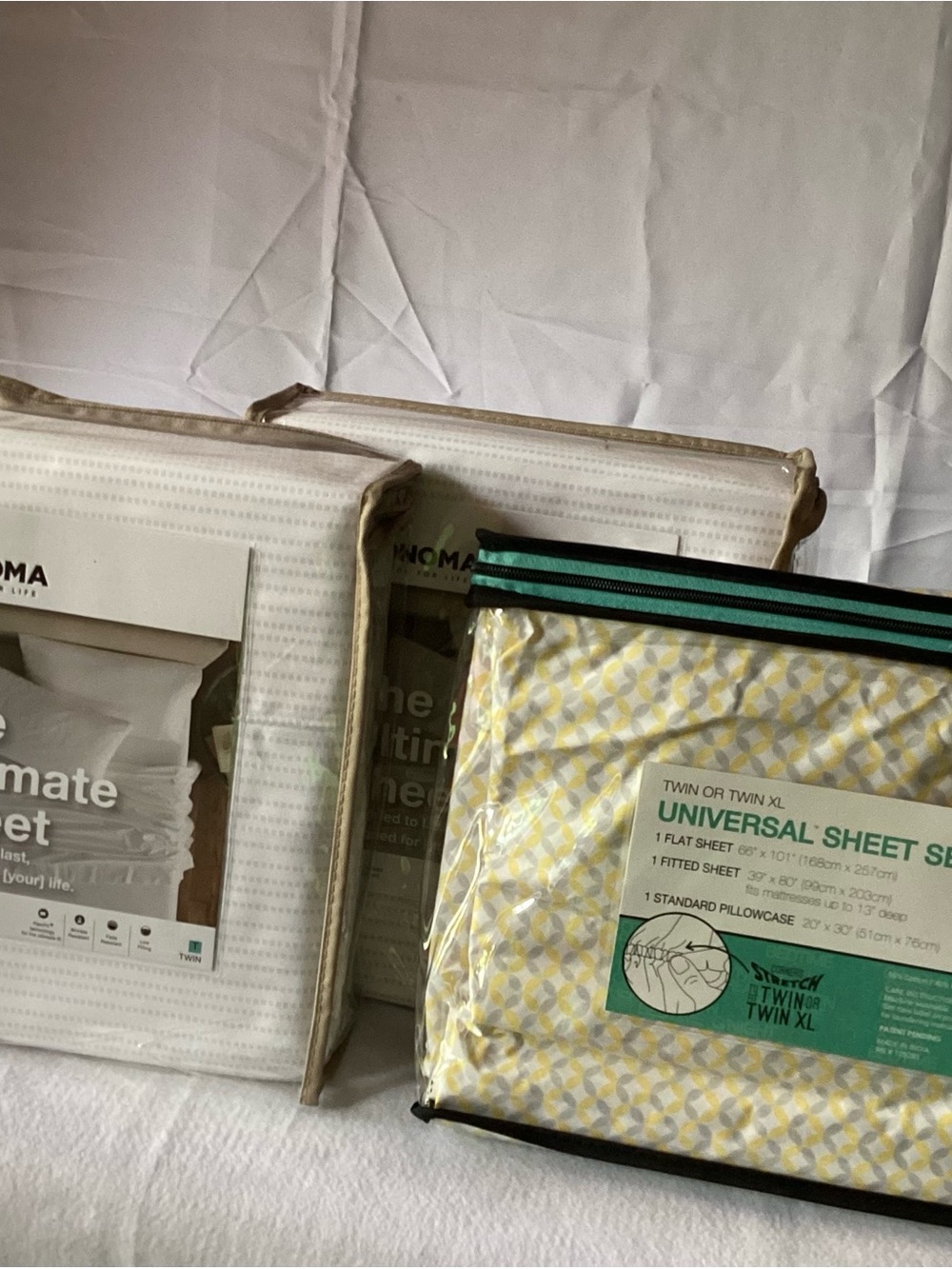 Universal Yellow and White Geometric Sheet Set All 3 for 10